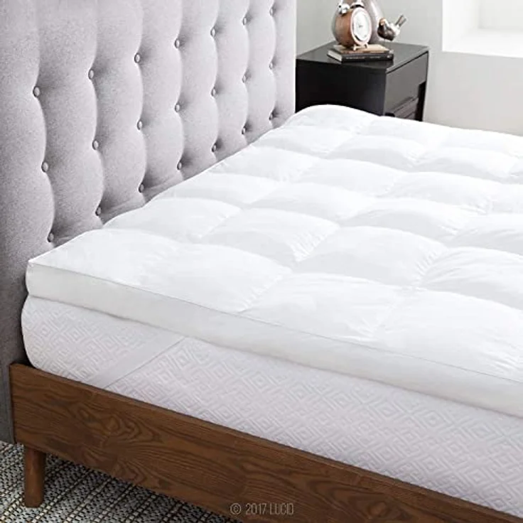 LUCID Ultraweiche 7,5 cm Microfaser Matratzenauflage 90x190 cm | Baumwoll Perkal Bezug mit 4 Eckbändern | Öko-Tex | Atmungsaktiver Matratzen Topper – Bild 4
