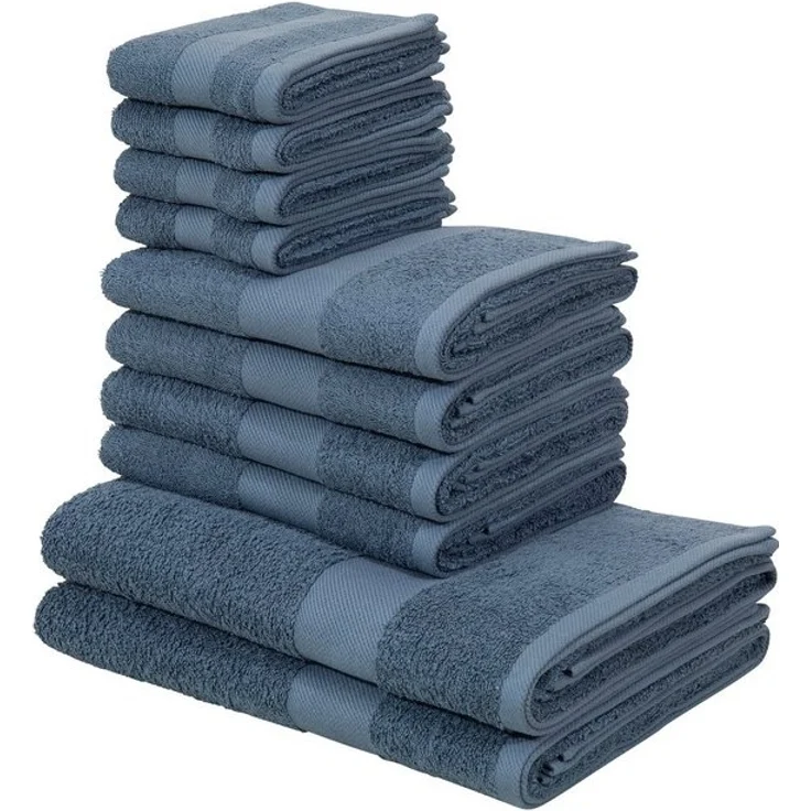 my home Handtuch Set Melli, 2 Duschtücher 70x140, 4 Handtücher 50x100, 4 Gästetücher 30x50, Walkfrottee (Set, 10-St), Handtuchset in dezenten Farben mit Bordüre, 100% Baumwoll-Handtücher – Bild 4