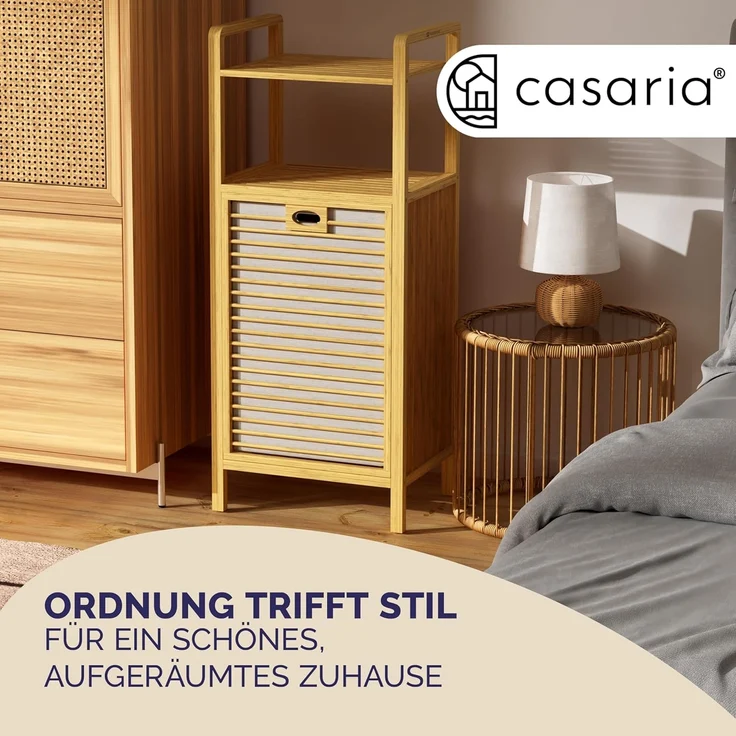CASARIA® Wäschekorb, 2 Stück, Bambus natur, 30 x 40 x 95 cm – Bild 3