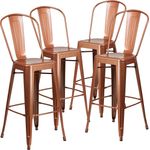 Flash Furniture Commercial Grade 4 Pack 76,2 cm High Metall Indoor Outdoor Barhocker mit Rückseite, Kupfer, 4 Stück