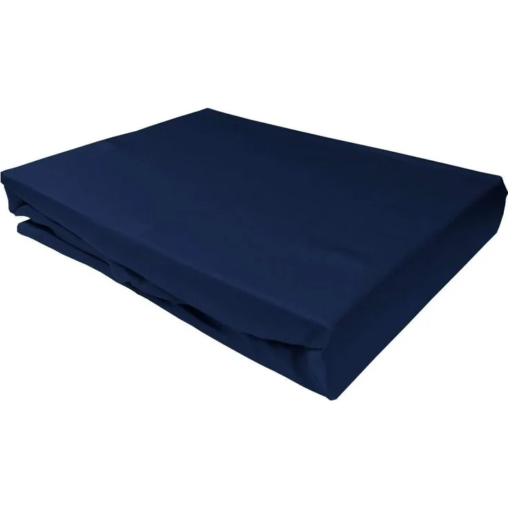 Bettwaesche-mit-Stil Mako-Satin Spannbettlaken dunkelblau 180x200cm Höhe 21-30cm