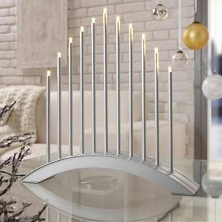 MeLiTec Fensterleuchter SL19-1, LED wechselbar, warmweiß, LED, Lichterbogen, Schwibbogen, Advent, Weihnachtsleuchter, Chrom, XMAS – Bild 5