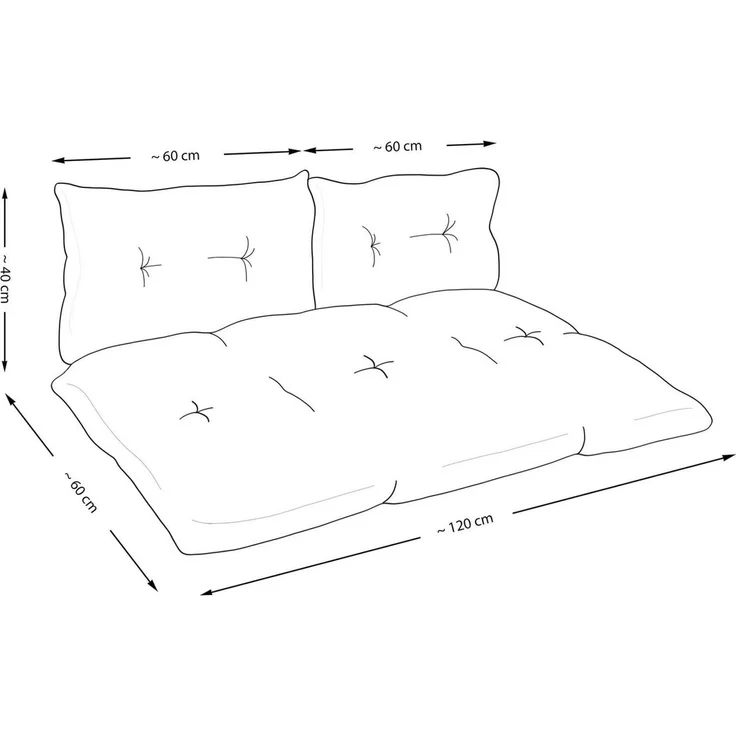 Amilian Stuhlkissen - Sitzkissen - Palettenkissen - 60x120cm + 2 x40x60cm, 3er Set - Gartenbankauflage - Pallettensitzkissen - Bankkissen – Bild 2