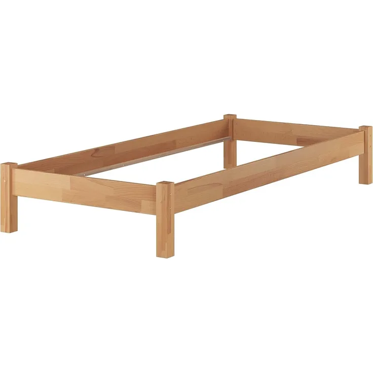 Erst-Holz Einzelbett natur, 100x200 cm, Buche massiv