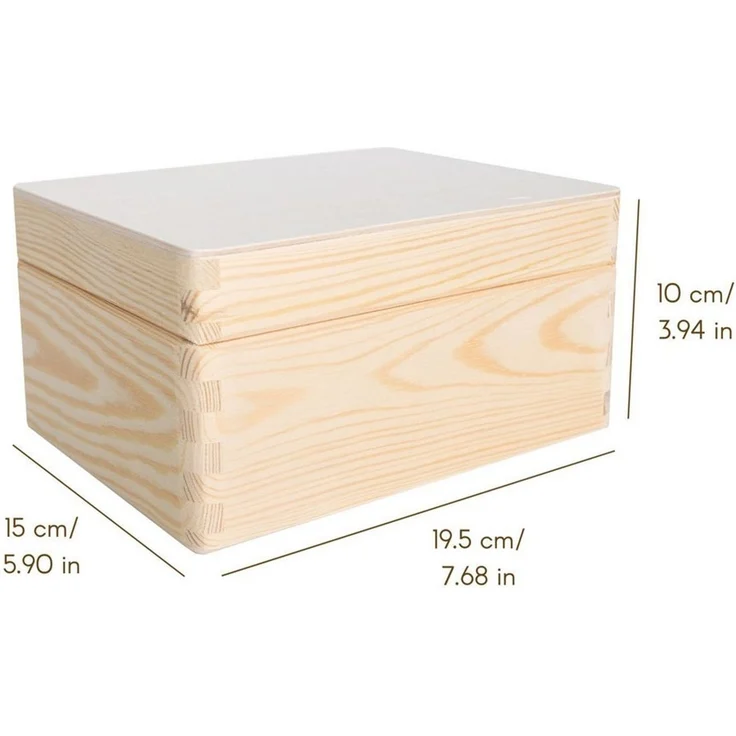 Creative Deco Holzkiste Holzkiste mit Deckel, 19,5 x 15 x 10 cm (1cm), Für Dokumente Wertsachen Spielzeuge Werkzeuge – Bild 3