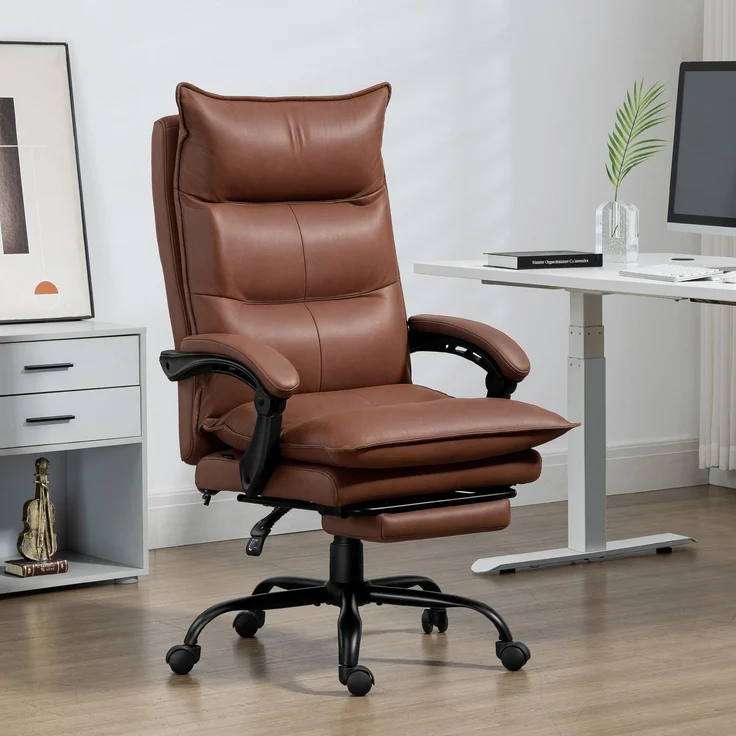 MELAYR, Bürostuhl mit Massage- und Heizfunktion, Fußstütze, verstellbar, bis 120 kg, Braun, 66 x 74 x 121.5 cm – Bild 4