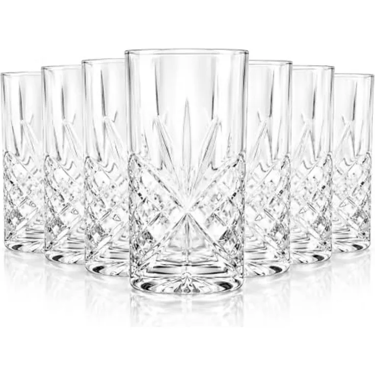 6 Longdrinkgläser 300ml mit Relief Wassergläser Saftgläser Trinkgläser Cocktailgläser