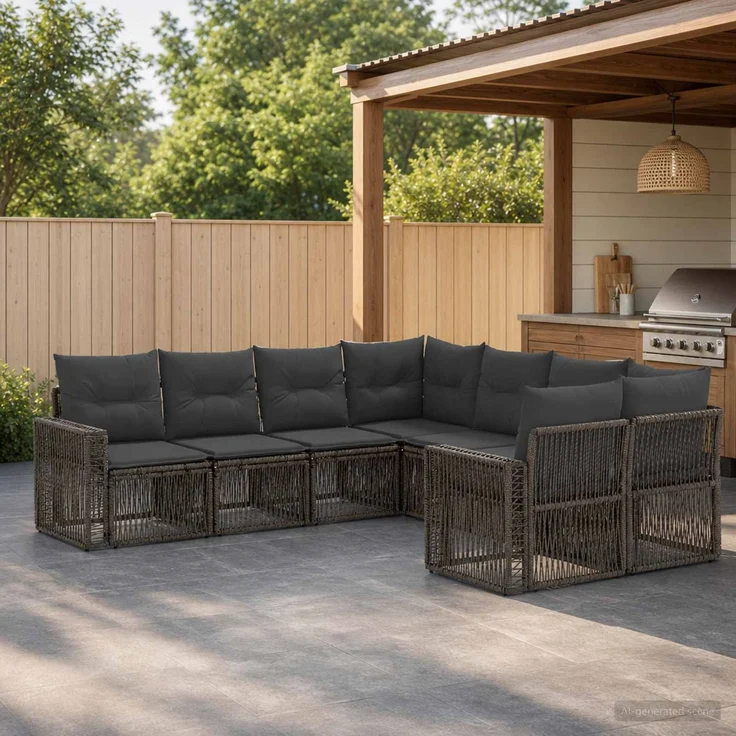 vidaXL Gartensofa-set 8 stk. 8-Sitzanzahl Grau und Dunkelgrau 3435317 – Bild 1