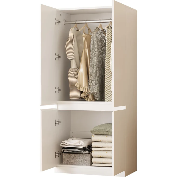 CHICFURN Kleiderschrank 70x170x40 cm aus Holz mit Doppeltüren – Weiß – Bild 6