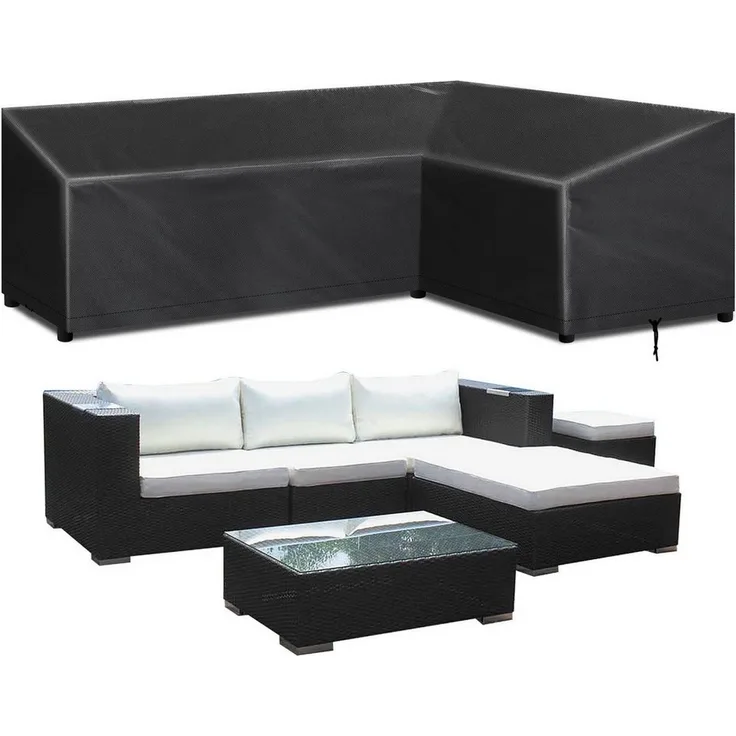 Jibenhome Gartenmöbel-Schutzhülle L-förmige Gartenmöbel-Abdeckung Wasserdicht, 210D Oxford Ecksofa-Schutz, Rattanmöbel, UV-Schutz, Outdoor-Schutzhülle für Terrasse, Garten