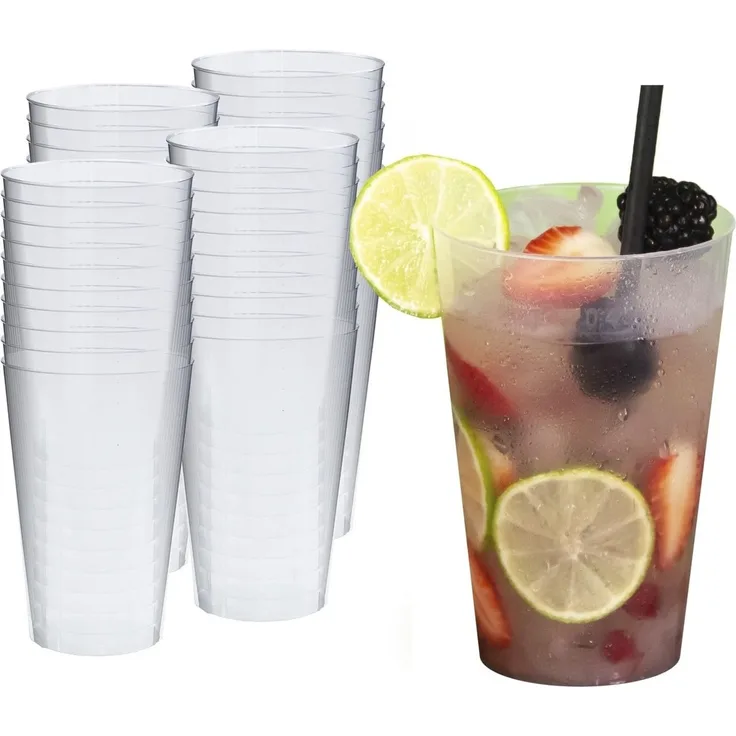 Silverkitchen 40x Partybecher 400ml - Mehrweg Trinkbecher Cocktailbecher aus Hartplastik, Mehrwegtrinkgläser Plastik, Mehrwegbecher 0,4 l Made In Germany