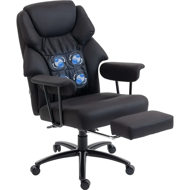 MELAYR, 3D Knet-Massage-Bürostuhl mit Fußstütze, 77 x 72 x 122.5 cm, Schwarz – Bild 2