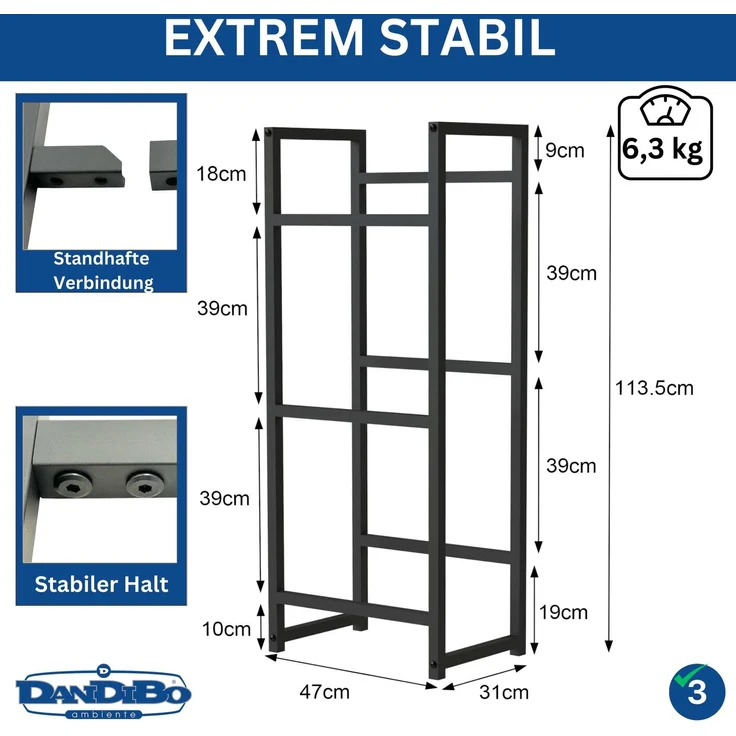 DanDiBo Getränkekistenregal 3 Kisten Schmal Metall Stehend 96599 Kistenregal Getränkekistenhalter 47 cm Getränkeregal – Bild 2
