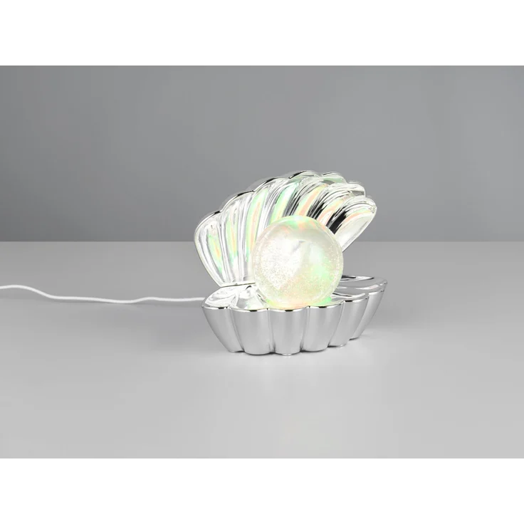 USB Muschel Tischlampe Silber Chrom mit RGB Beleuchtung, Höhe 14cm – Bild 7