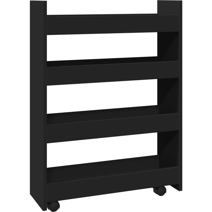 vidaXL Aufbewahrungswagen Schmal 4 Etagen Schwarz Holzwerkstoff 855260 – Bild 1