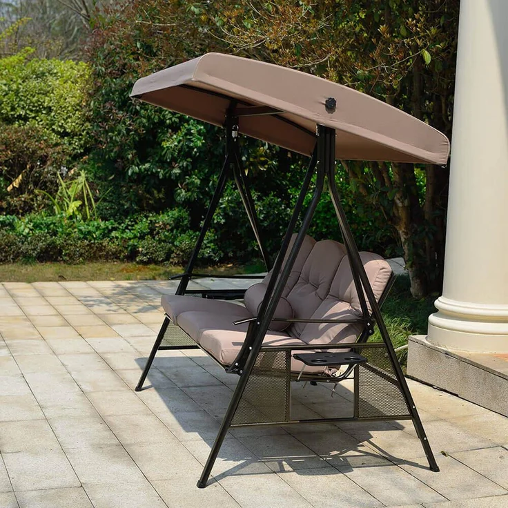 HOME DELUXE 'DESCANSO' Hollywoodschaukel, Polyester beige – Bild 3