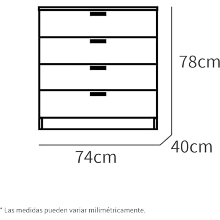 Muebles Pitarch | Kommode 4 Schubladen mit Metallführungen, Schlafzimmerkommode, Cambrian Eiche, 78 x 74 x 40 cm (Höhe x Breite x Tiefe), Kollektion Tibet – Bild 4