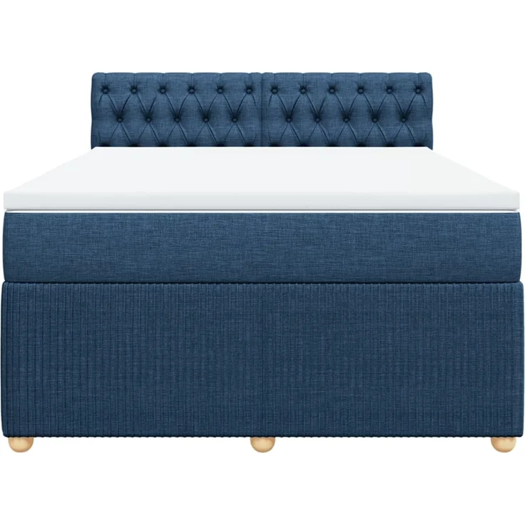 vidaXL Boxspringbett mit Matratze Blau 140x190 cm Stoff 3289764 – Bild 6