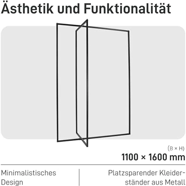 Natural Goods Berlin Kleiderständer KREUZ, Kleiderstange aus stabilem Metall, Freistehende Garderobenstange – Bild 3