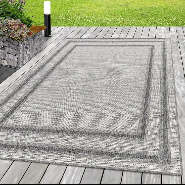 SIMPEX24 Outdoorteppich Bordüre Design, Läufer, Höhe: 7 mm, Outdoor Teppich Bordüre Design Wetterfest für Terrasse Balkon Küche