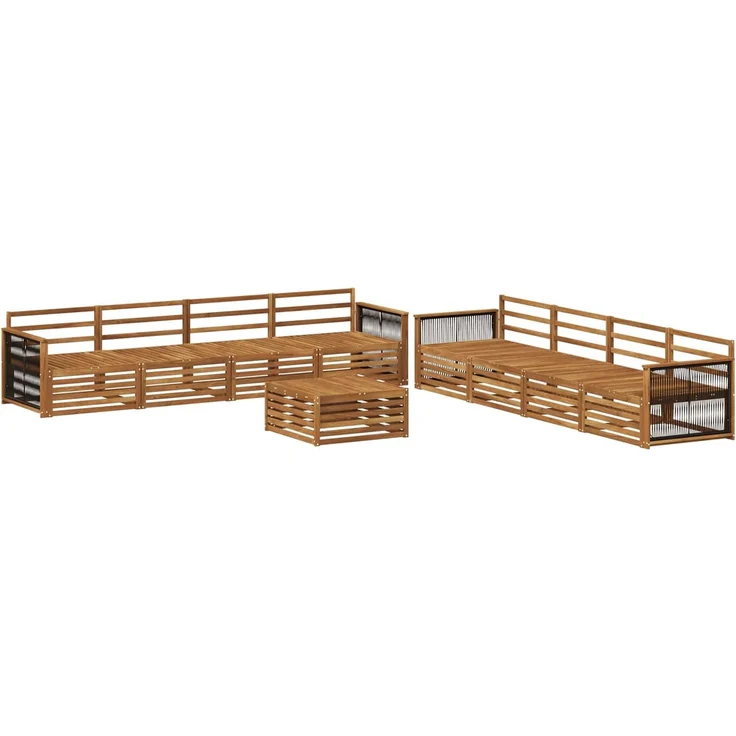 vidaXL Outdoor-Sofagarnitur 9 stk. 8-Sitzer Natur Massivholz Akazie 3383172 – Bild 2