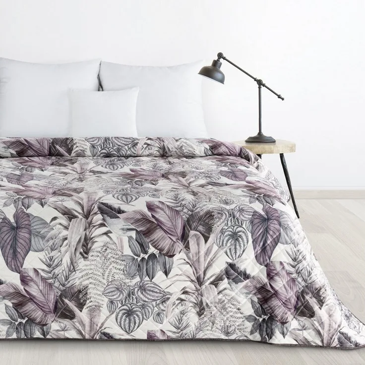 Designvolle Tagesdecke, modener Bettüerwurf DAVOS2 170X210 cm lila grau