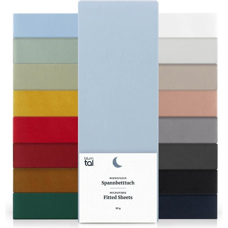 Blumtal® Mikrofaser Spannbettlaken 100x220 cm 2er Set - Oekotex zertifiziertes Bettlaken 100x220 - Leintuch 100x220 - Spannbettuch 100x220 cm - Spannleintuch 100x220 cm - Bettlaken - 100x220 Hellblau – Bild 1