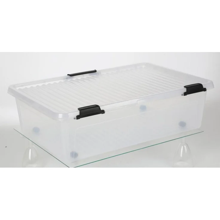 Scharnierboxen 24L 60x40x17cm Transparent Deckel Aufbewahrung Spielzeugkiste – Bild 3