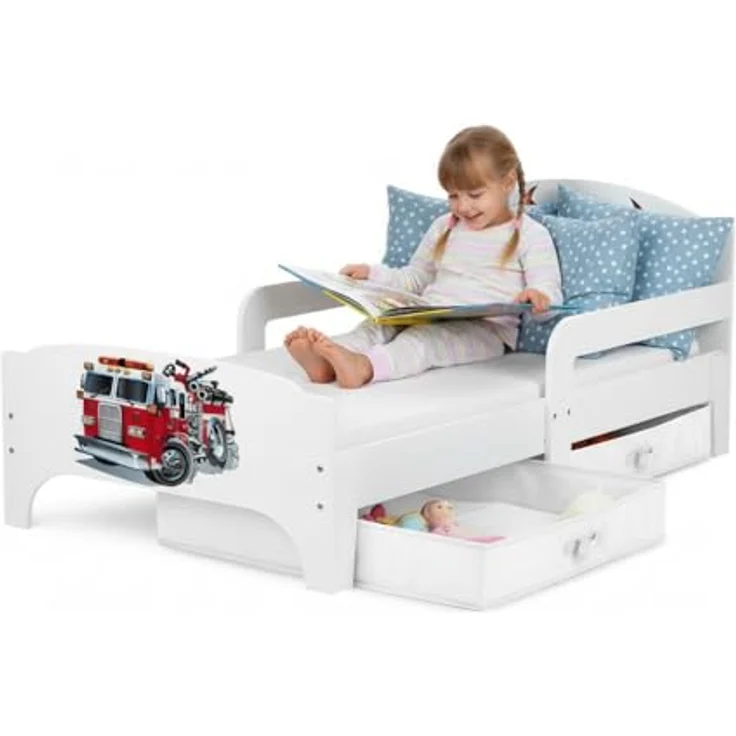 SMART Kinderbett aus Holz - Feuerwehr - Einzelbett mit Schubladen und Matratze (140/70 cm) – Bild 5