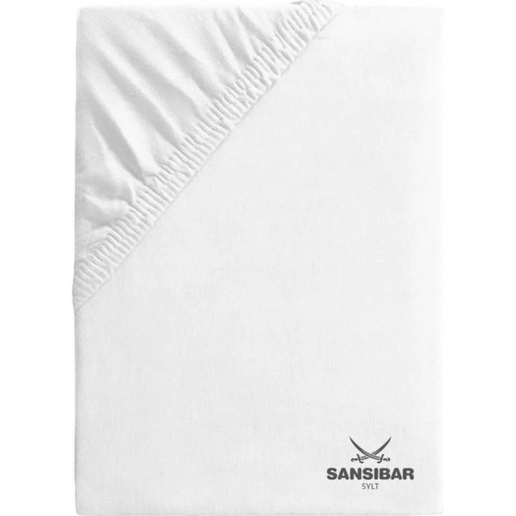 Sansibar Sylt Spannbettlaken Spannbettlaken "Sansibar Jersey Bettlaken“ Premium Qualität, Gummizug: rundum, mit hochwertigem Sansibar Logo-Druck, Fähnchen am Steg, Rundumgummizug – Bild 2