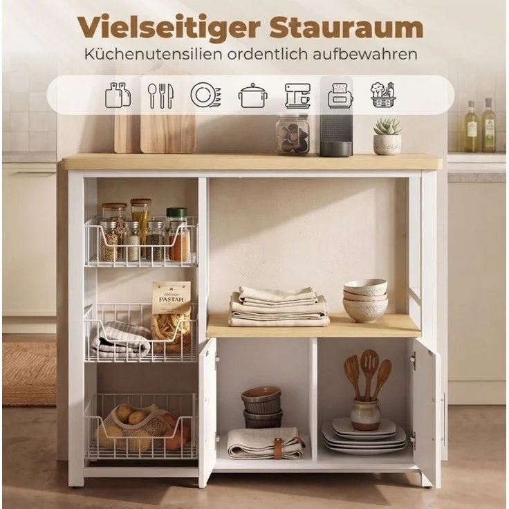 Küchenregal mit 3 Körben und Unterschrank, 100x35x80 cm, Eiche – Bild 5
