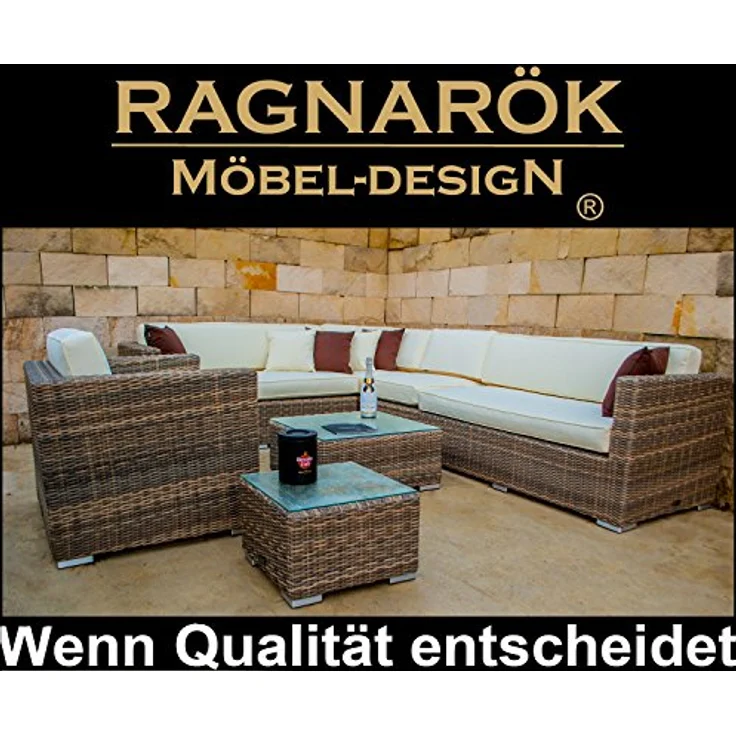 Ragnarök Möbel-Design Gartenlounge-Set Narvik, (Set, Ecklounge, Polyrattan, Alu), Sitzpolster ca. 16 cm dick und haben 2 intergrierte Härtegrade – Bild 4