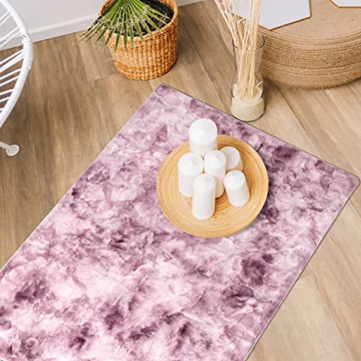 Teppich Wohnzimmer Hochflor - Lila Weiß - 200x290cm - Kuschelig Super Soft Weich Touch - Schlafzimmer Dekoration - Deko Teppiche – Bild 6