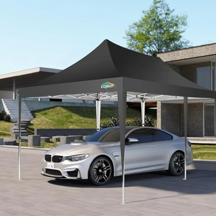 COBIZI Pavillon partyzelt 3x6 wasserdicht stabil Winterfest,Pop-Up faltpavillion mit 6 Seitenteilen Kommerzielle sofort aufklappbare Vordächer Outdoor Gartenzelt Partyzelt für Party Festival,Schwarz – Bild 6