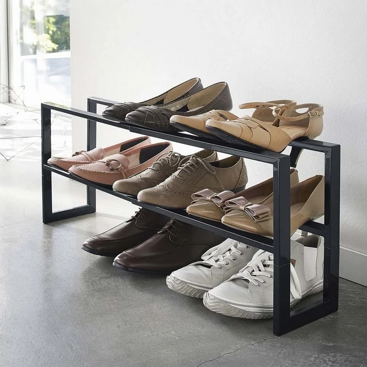 Yamazaki 'LINE' Ausziehbares Schuhregal aus Metall L38 cm - Schwarz – Bild 5