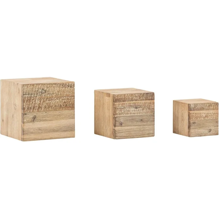 Wandregal 3er Set massivum Jolo Akazie gebürstet braun 25x25x25 cm Holzwürfel Dekowürfel Wandboard Deko Wohnzimmer Flur