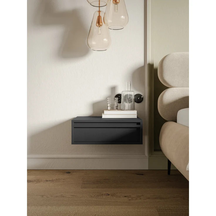 Selsey 'Evo' Nachtkonsole mit Schublade, schwarz, ca. 17 x 50 x 34 cm – Bild 2