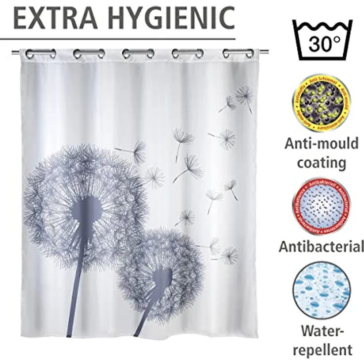 WENKO ASTERA FLEX Duschvorhang 180 x 200 cm, Weiß, Polyester, waschbar – Bild 6