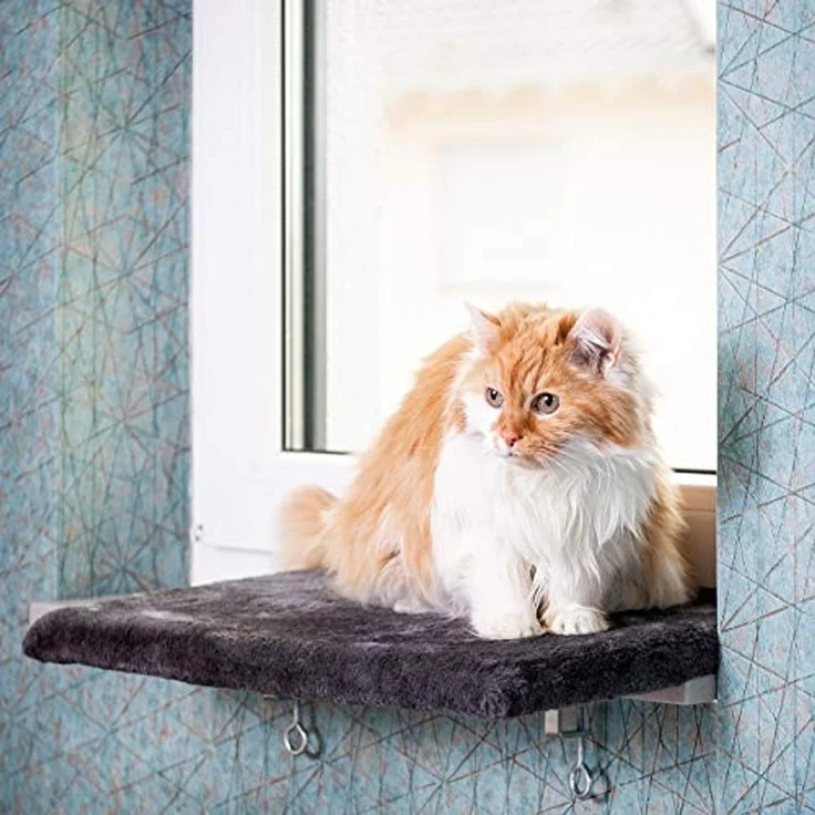 Canadian Cat Company Katzen-Hängematte Snuggly Place, anthrazit, 50 x 35 x 2 cm, gepolsterte Liege - Aussichtsplattform für die Fensterbank – Bild 1