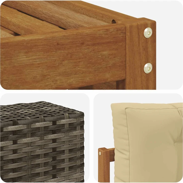 vidaXL Outdoor-Sofagarnitur 7 stk. 6-Sitzer Natur und Beige 3383071 – Bild 5