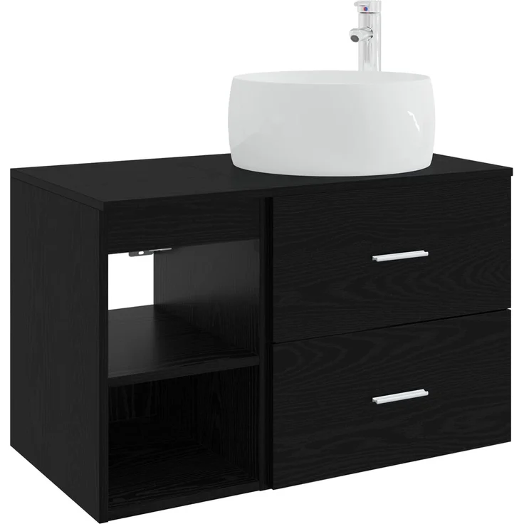 vidaXL Wandmontiertes Badezimmermöbel-Set 2 stk. Schwarz Eichen-Optik 3403921 – Bild 2