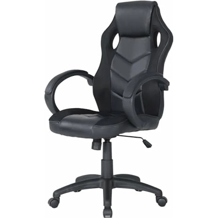 Dmora Sedia Con ruote Caloundra, Poltrona da Gaming Adulto, Sedia da scrivania, 66x61h104/114 cm, Nero – Bild 2