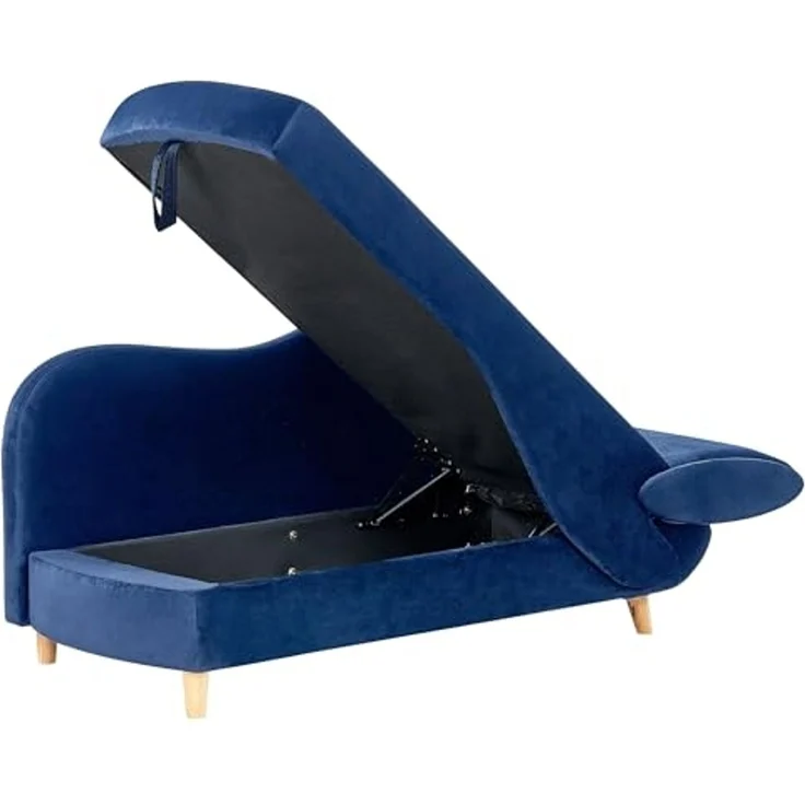 Chaiselongue Samtstoff marineblau mit Bettkasten rechtsseitig MERI II – Bild 6