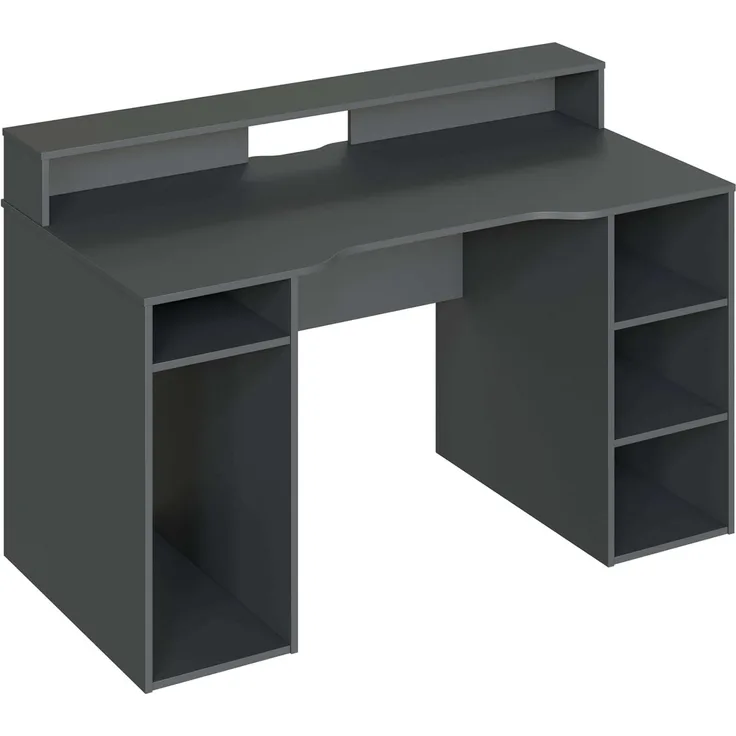 Habitdesign Ozone, Gamertisch, Computertisch, Finish in Anthrazit, Maße: 136 cm (L) x 67 cm (B) x 73-88 cm (H).