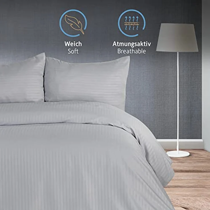Komfortec Bettwäsche Deluxe, 2&3 Teilig, 140x200 cm, 155x220 cm, 200x200 cm oder 220x240 cm, 100 % Mikrofaser (120 g/m), 2 teilig, Bettwäsche-Sets mit Reißverschluss, Weich und Bügelfrei – Bild 4