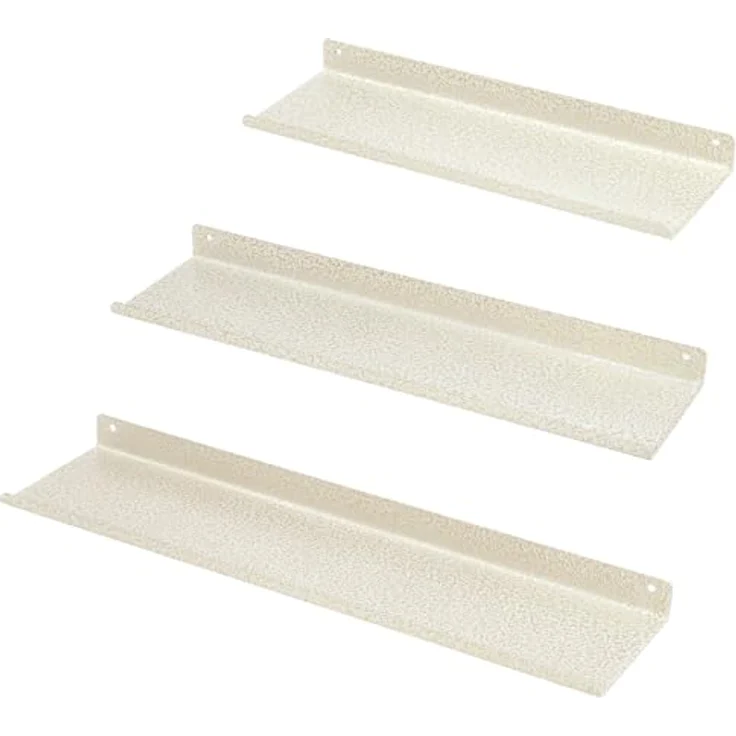Uten Wandregal, Schweberegal aus Metall, 3er Set, Regale für Wände für Büche, Dekos, Wohnzimmer, Schlafzimmer, Badezimmer, Küche, Weiss – Bild 2