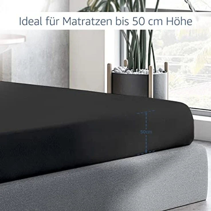 HSC Home-Style-Creation GmbH Spannbettlaken Multifunktions-Spannbettlaken für Boxspring- und Wasserbetten, 100% Baumwolle, Gummizug: rundum, (1 Stück), Mit Rundumgummi für Matratzen bis 50 cm Höhe – Bild 6