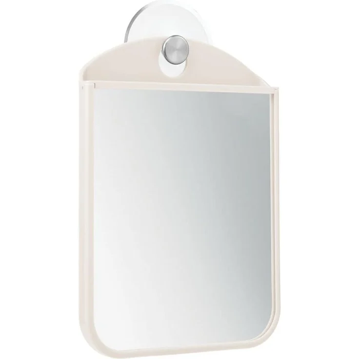 mDesign Beschlagfreier Rasierspiegel Kosmetikspiegel Saugnapf Creme/Silber – Bild 1