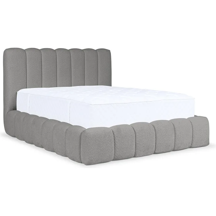 MEBLINI Polsterbett 200x200 mit Lattenrost mit Matratze - CARLOS - Grau Boucle - Bubble Bett - Cloud Bett - Marshmallow Bed - Kopfteil Bett mit Stauraum