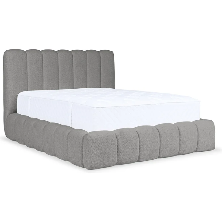 MEBLINI Polsterbett 200x200 mit Lattenrost mit Matratze - CARLOS - Grau Boucle - Bubble Bett - Cloud Bett - Marshmallow Bed - Kopfteil Bett mit Stauraum – Bild 1